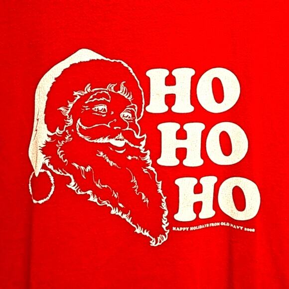Old Navy Santa HO HO HO Short Sleeve Holiday T-Shirt Red White Mens Size XL - Picture 2 of 5